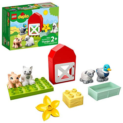LEGO DUPLO Town Farm Animal Care 10949 Imaginative Build-and-Play Toy for Toddlers; Buildable Farm Playset with 4 Animal Figures â€šÃ„Ã¬ a Duck Toy, Cat Figure, Pig Toy and Sheep Toy, New 2021 (11 Pieces)