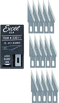 Excel Blades #11 Craft Knife Replacement Blades - Double Honed Blades for Craft Knife - Perfect for Trimming Wood, Plastic, Paper, Leather and More - Set of 15 with Dispenser