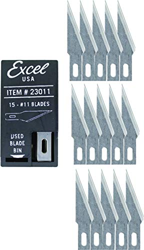 Excel Blades #11 Craft Knife Replacement Blades - Double Honed Blades for Craft Knife - Perfect for Trimming Wood, Plastic, Paper, Leather and More - Set of 15 with Dispenser