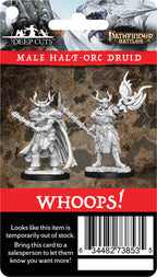 Wizkids Dungeons And Dragons Pathfinder Battle Deep Cuts Male Half Orc Druid Whoops Unpainted S W14 Retail Reorder Cards Miniature D&D WZK90301