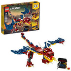 LEGO Creator 3 in 1 Fire Dragon Building Kit Cool Buildable Toy for Kids 234 Pieces