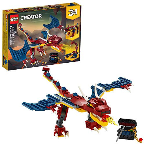 LEGO Creator 3 in 1 Fire Dragon Building Kit Cool Buildable Toy for Kids 234 Pieces