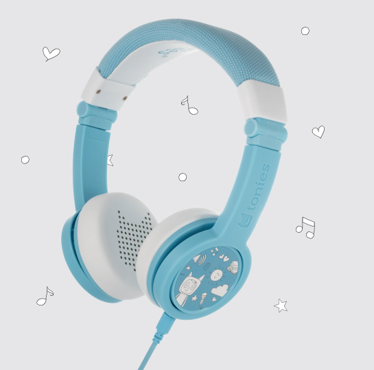 Tonies Foldable Wired Headphones for Kids - Comfortably Designed to fit On-Ear - Works with Toniebox and All 3.5mm Devices - Light Blue
