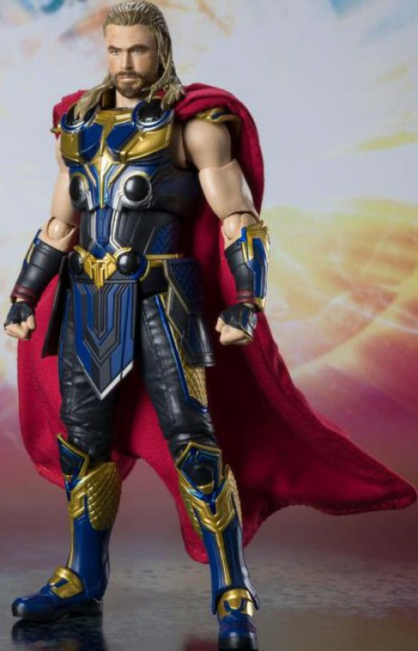 SH Figuarts Thor Love and Thunder Movie Action Figure 2 Head sculpts Interchangeable Hands Stormbreaker with Lightning effectTamashii Nations Bandai Spirits BAS63293