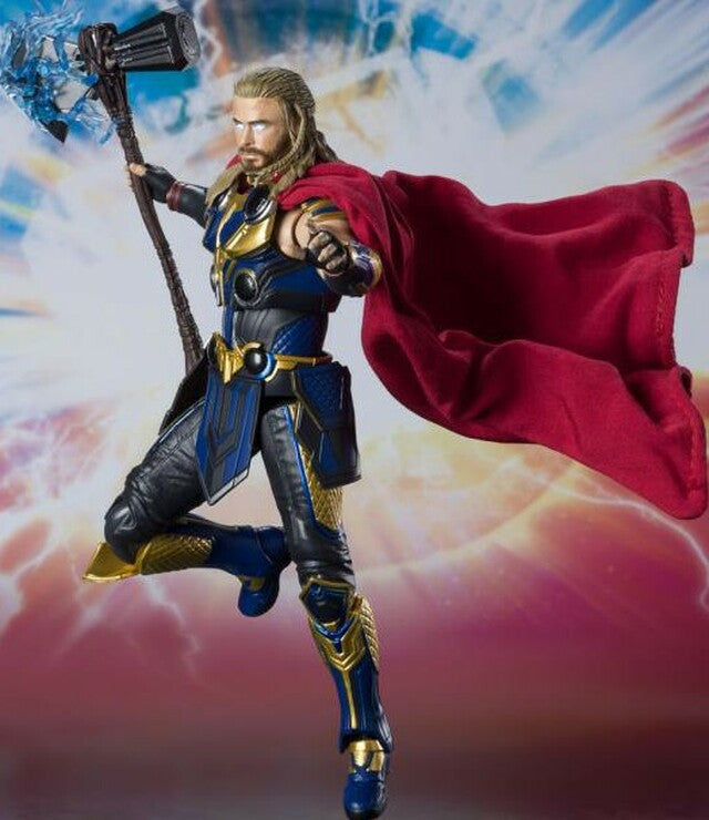 SH Figuarts Thor Love and Thunder Movie Action Figure 2 Head sculpts Interchangeable Hands Stormbreaker with Lightning effectTamashii Nations Bandai Spirits BAS63293