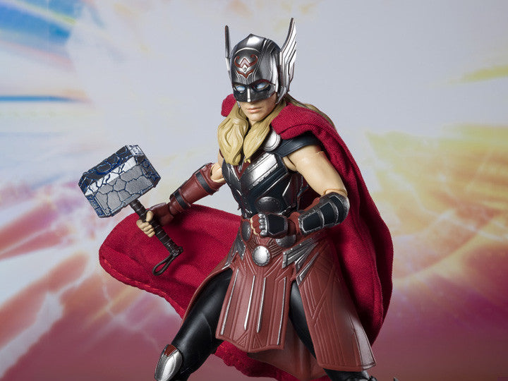 SH Figuarts Mighty Thor Love and Thunder Movie Action Figure 2 Head Sculpts Interchangeable Hands Mjollnir lightning Effect Tamashii Nations Bandai Spirits BAS63293