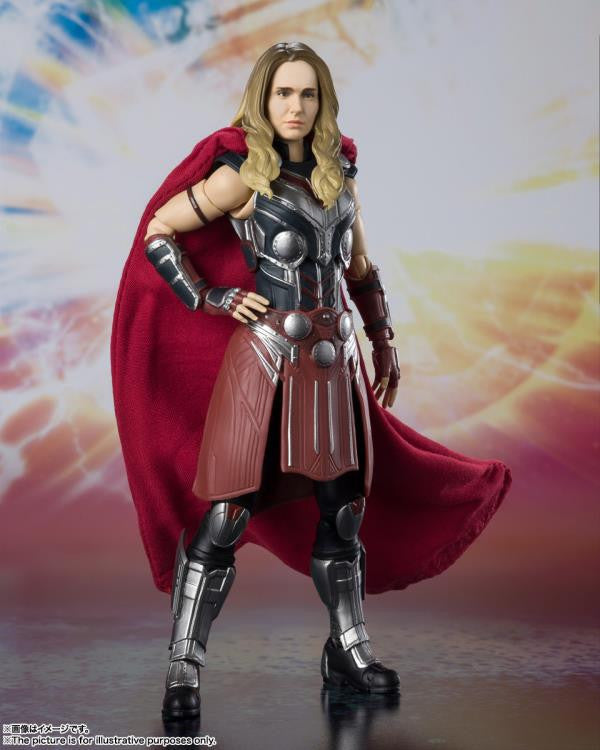 SH Figuarts Mighty Thor Love and Thunder Movie Action Figure 2 Head Sculpts Interchangeable Hands Mjollnir lightning Effect Tamashii Nations Bandai Spirits BAS63293