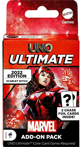 UNO Ultimate Marvel TCG Add On Pack with Scarlet Witch Character Deck & 2 Collectible Foil Cards MTTHHV90-ScarletWitch