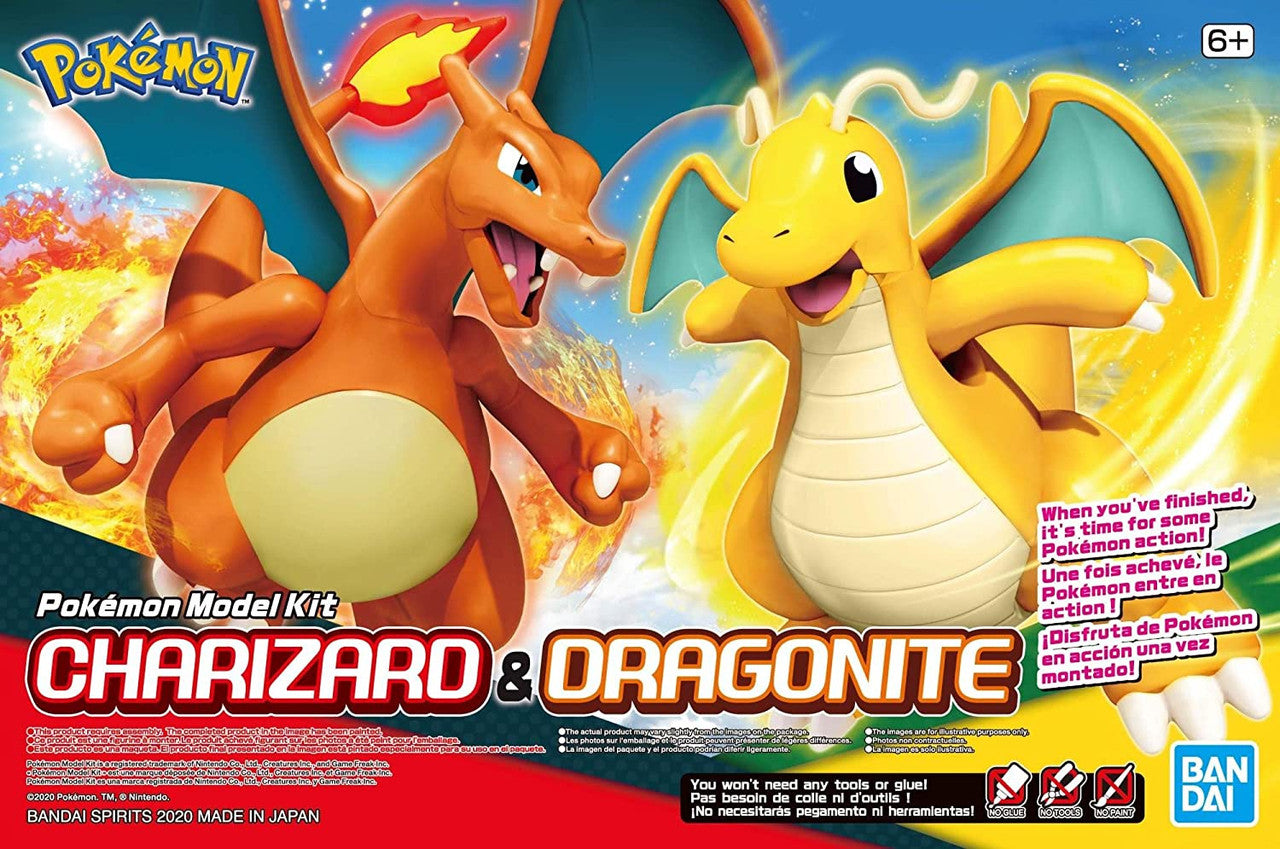 Bandai Hobby Charizard & Dragonite Kit de Modelo Pokemon, Multicolor