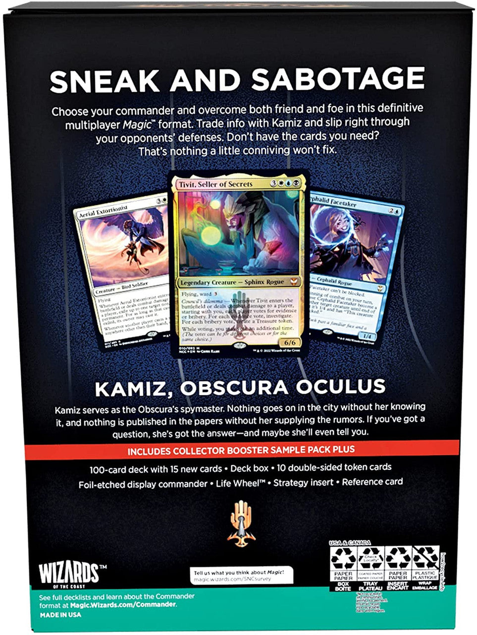 MTG Magic The Gathering Streets of New Capenna Commander Deck Obscura Operation Single Pack WOC-C95160000-ObscuraOperation