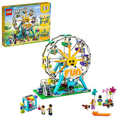 LEGO Creator 3in1 Ferris Wheel Building Kit with Rebuildable Toy Bumper Cars Boat Swing and 5 Minifigures 1,002 Pieces