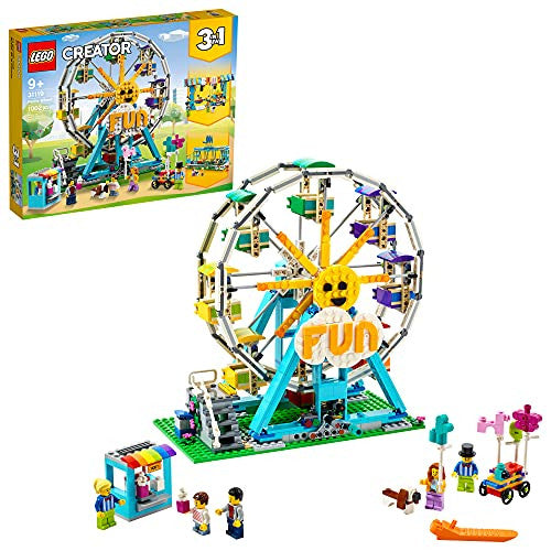 LEGO Creator 3in1 Ferris Wheel Building Kit with Rebuildable Toy Bumper Cars Boat Swing and 5 Minifigures 1,002 Pieces