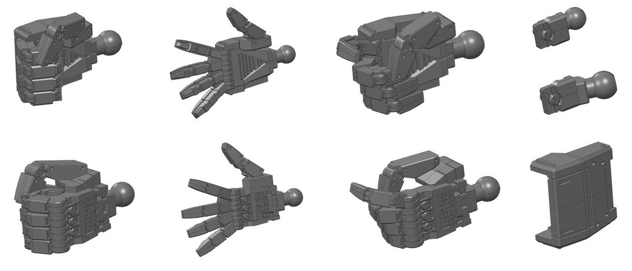 Bandai Hobby HD 1/144 MS Hand 01 EFSF Builders Parts, Dark Gray