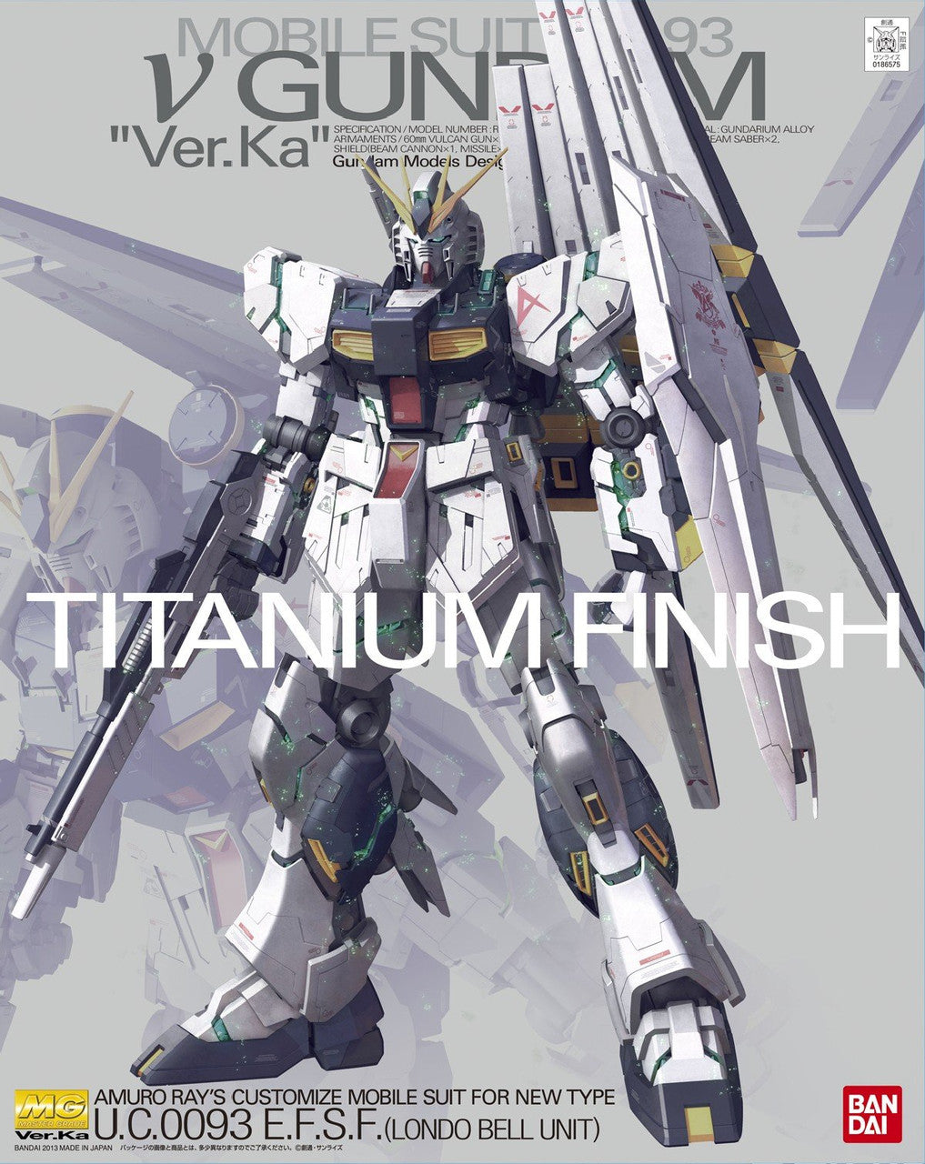 Bandai Hobby MG Nu Gundam Version Ka Titanium Finish Action Figure