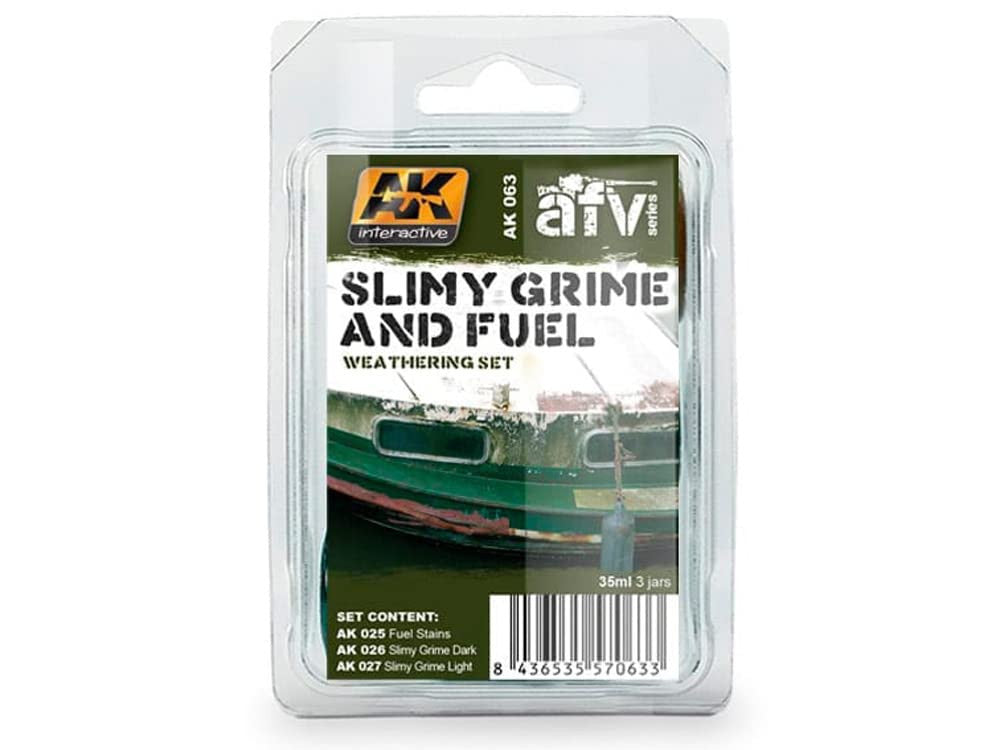 Slimy Grime & Fuel Stains Enamel Paint Set (25, 26, 27) AK Interactive