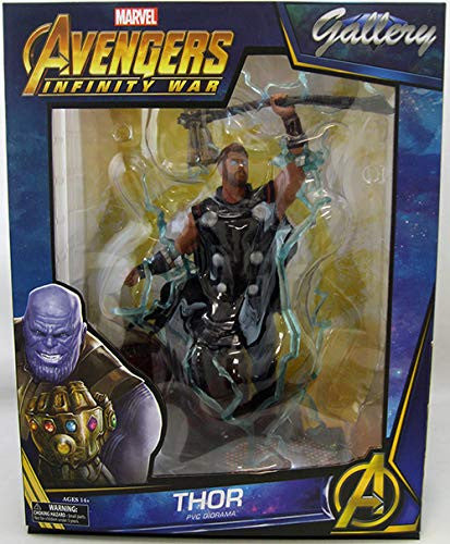 DIAMOND SELECT TOYS Marvel Gallery: Avengers Infinity War Movie Thor PVC Diorama Figure, Standard, Black