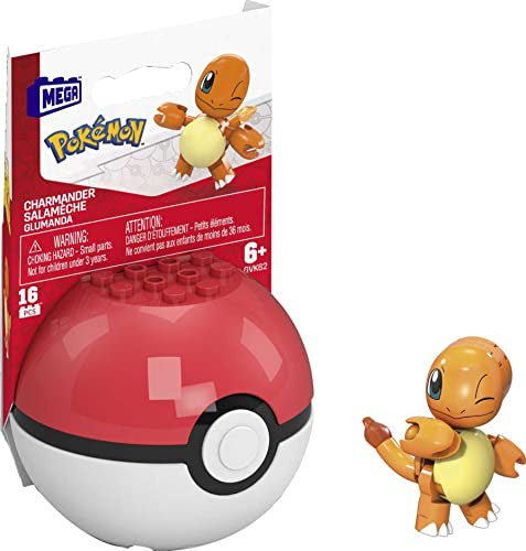 Mega Construx Pokemon Charmander Construction Set, Building Toys for Kids Red MTGFC85C-Charmander-25Th-Anniversary