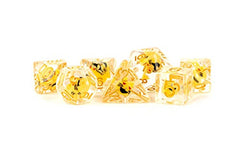 Metallic Dice Games 16mm Resin Poly Set Cat w/Gold 7 Role Playing Game Dice for Dungeons and Dragons MTD754