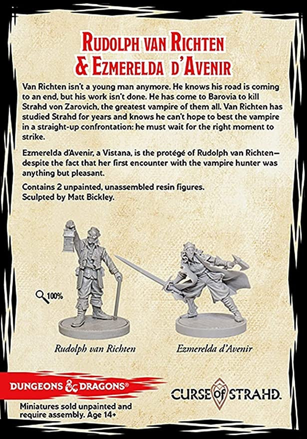 Wizkids Dungeons And Dragons Wizkidscurse Of Strahd Ezmerelda Davenir & Rudolph Van Richten 2 Figs Miniatures 71051