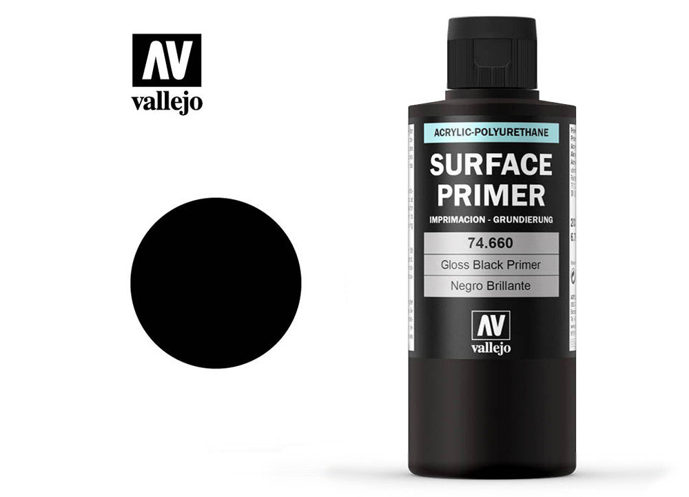 Vallejo Surface Primer Gloss Black 200ml VAL-74660