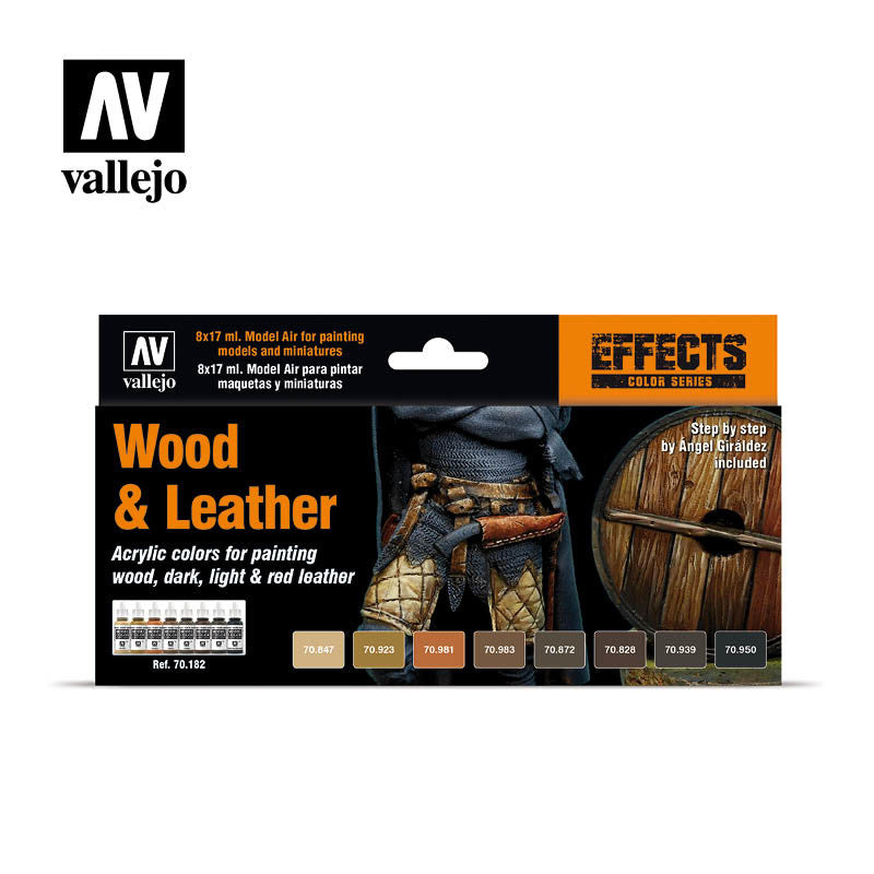 Vallejo Wood and Leather Paint Set Acrylic Non Toxic 17ml VAL-70182