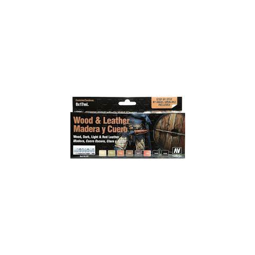 Vallejo Wood and Leather Paint Set Acrylic Non Toxic 17ml VAL-70182