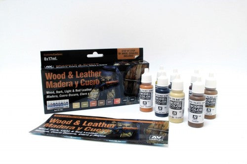 Vallejo Wood and Leather Paint Set Acrylic Non Toxic 17ml VAL-70182