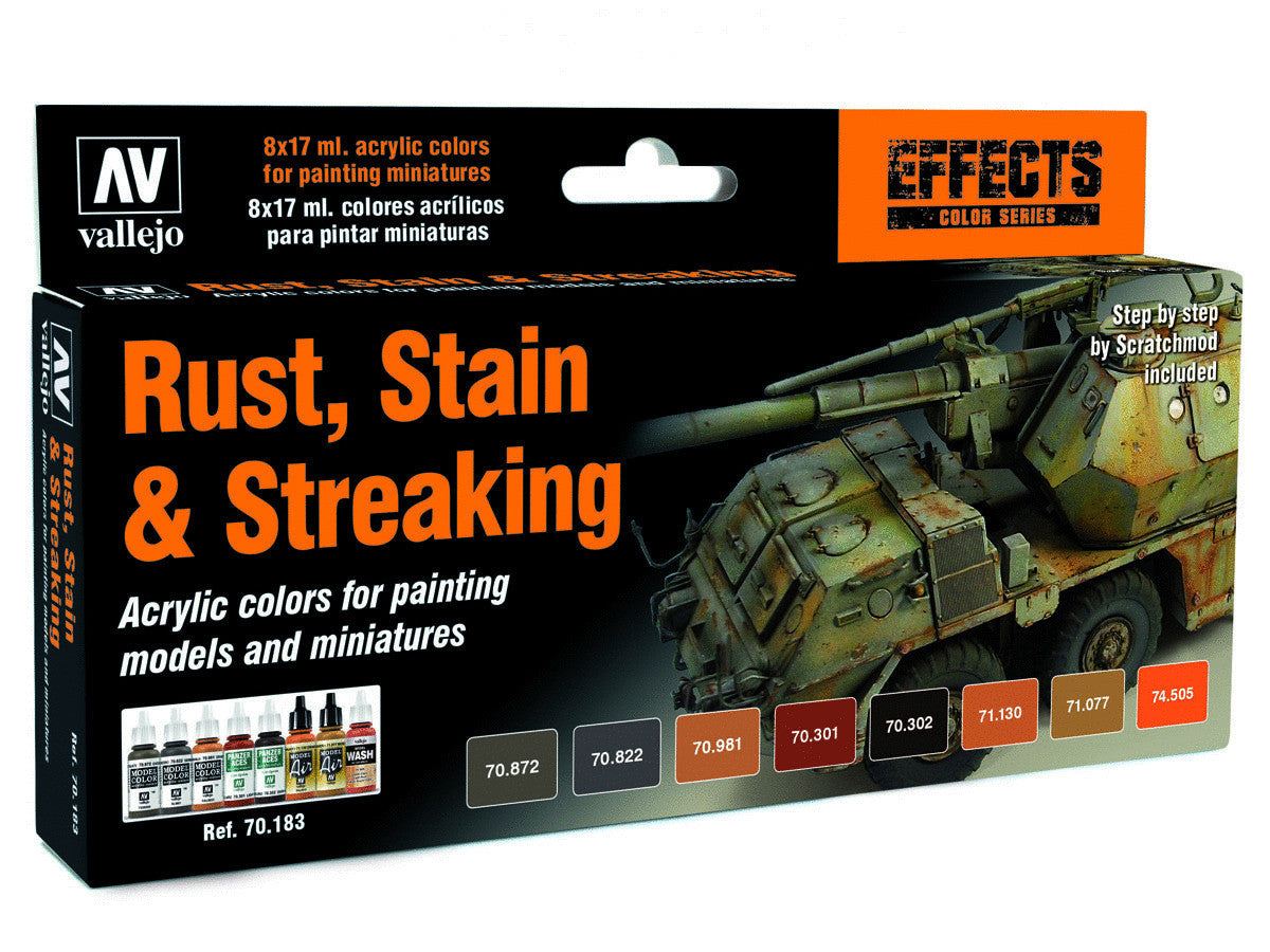 Vallejo Rust Stain and Streaking Paint Set Acrylic Non Toxic 17ml VAL-70183