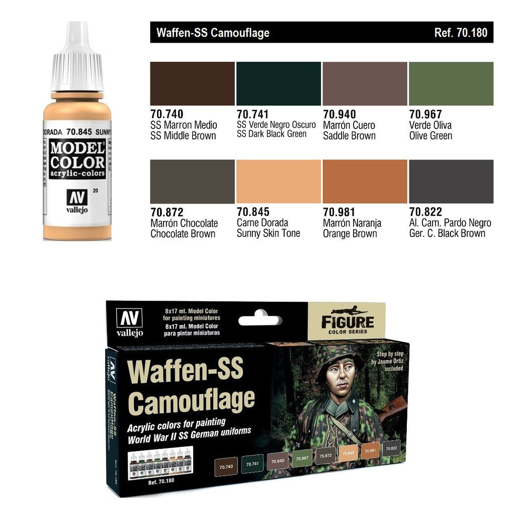 Vallejo Model Color Waffen-SS Camouflage Set Non Toxic 17ml VLJ-70180