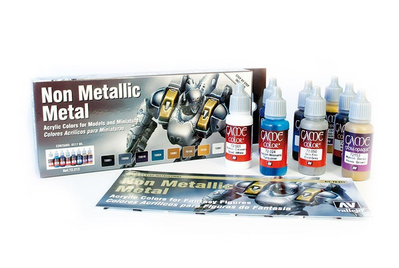 Vallejo Non Metallic Metal Colors Paints Pack of 8 17ml VAL-72212