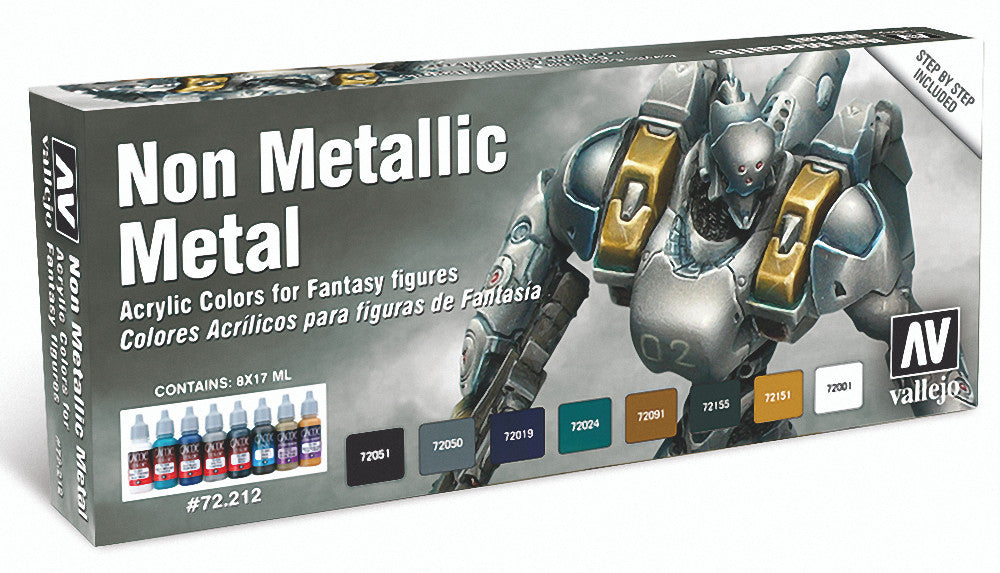 Vallejo Non Metallic Metal Colors Paints Pack of 8 17ml VAL-72212