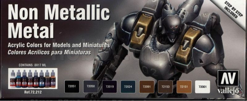 Vallejo Non Metallic Metal Colors Paints Pack of 8 17ml VAL-72212