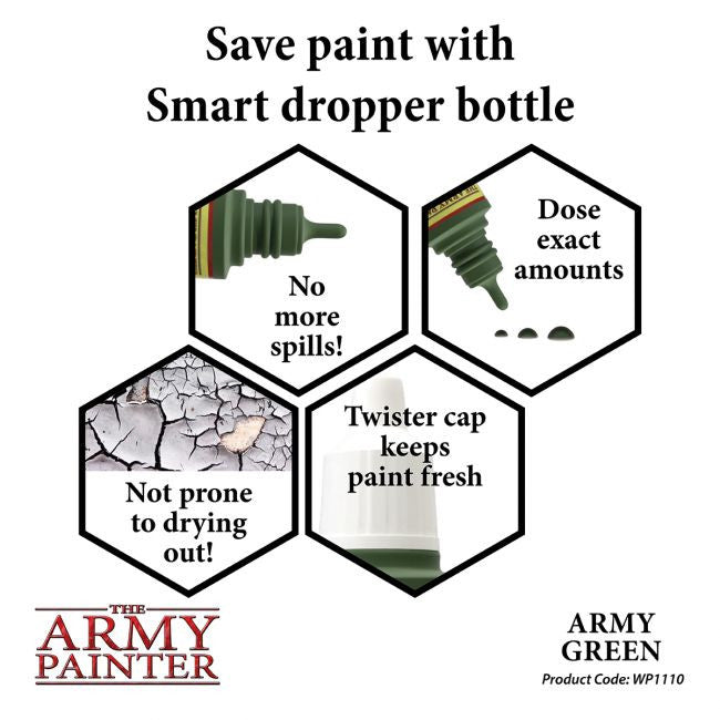The Army Painter Warpaint Army Green Non Toxic Acrylic Paints 18ml WP1110