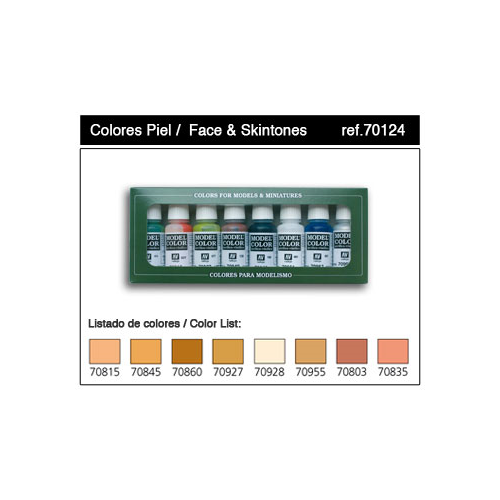 Vallejo Face Skin Colors Paint Set Pack of 8 Non Toxic Colors 17ml VAL-70124