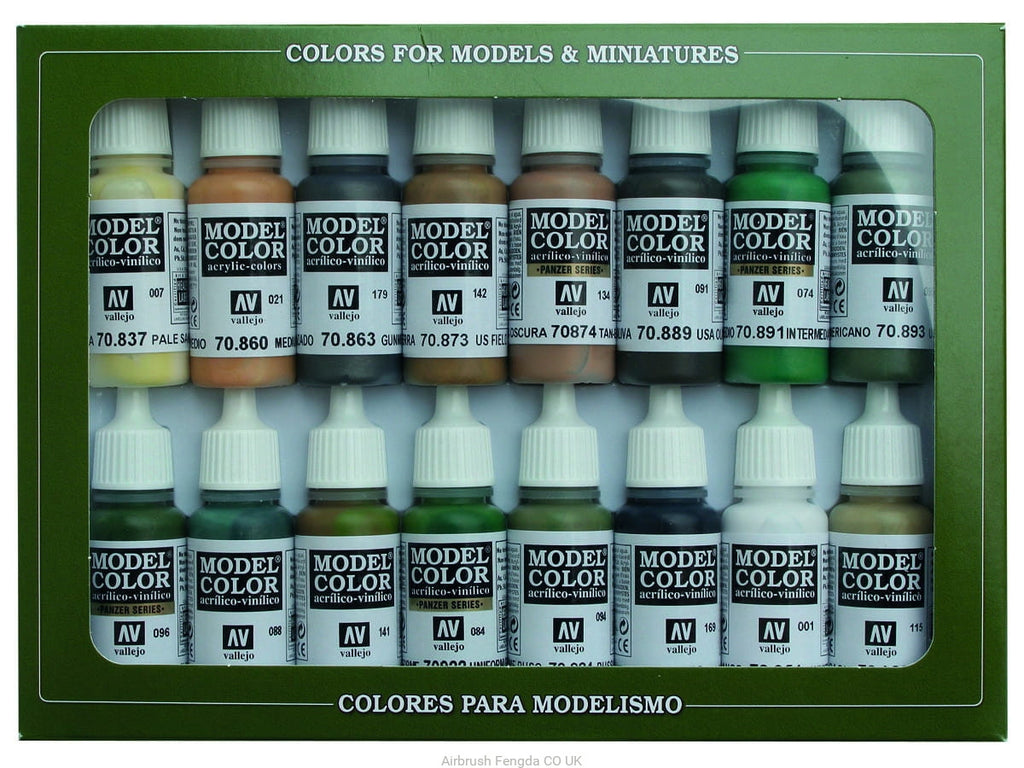Vallejo WWII Allied Forces Paint Set Pack of 16 Non Toxic 17ml VAL-70109
