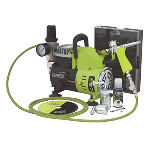 Grex GCK02 Airbrush Combo Kit with Tritium TS3 Airbrush AC1810-A Compressor Accessories and DVD GCK02