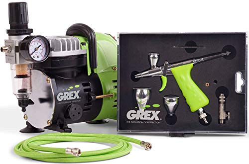 Grex GCK03 Tritium.TG Airbrush Combo Kit with Tritium TG Airbrush AC1810-A Compressor and Accessories Full Airbrush System Multicolored 1 Set GCK03