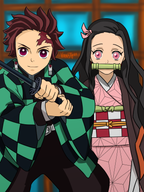 ensky - Tanjiro and Nezuko [Demon Slayer] Artboard Jigsaw Puzzle - Canvas Style