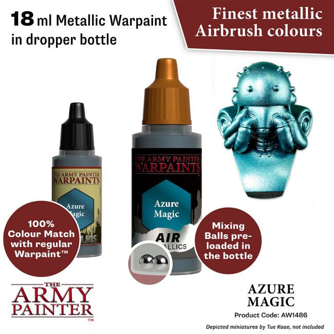 The Army Painter Warpaints Air Metallic Azure Magic Non Toxic Acrylic Paints 18ml AW1486