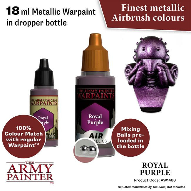 The Army Painter Warpaints Air Metallic Royal Purple Non Toxic Acrylic Paints 18ml AW1488