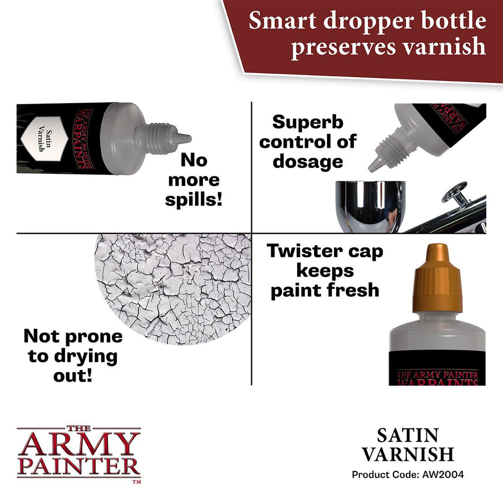 The Army Painter Warpaints Air Satin Varnish Protective Non Toxic Acrylic Paint 18ml AW2004