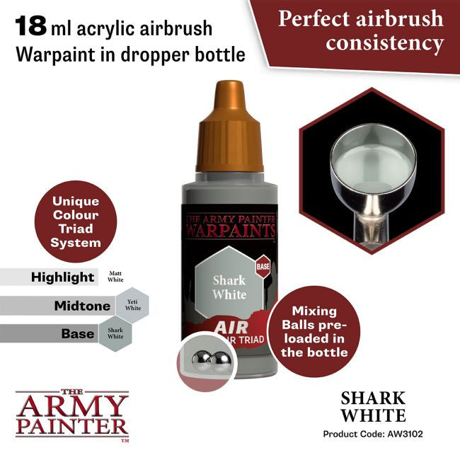 The Army Painter Warpaints Air Color Triad Shark White Non Toxic Air Brush Paint 18ml AW3102