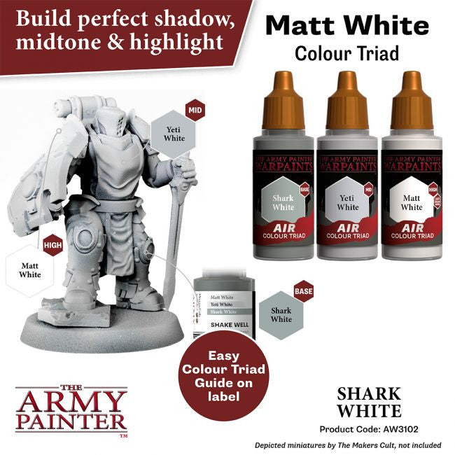 The Army Painter Warpaints Air Color Triad Shark White Non Toxic Air Brush Paint 18ml AW3102