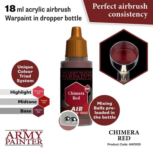 The Army Painter Warpaints Air Color Triad Chimera Red Non Toxic Air Brush Paint 18ml AW3105