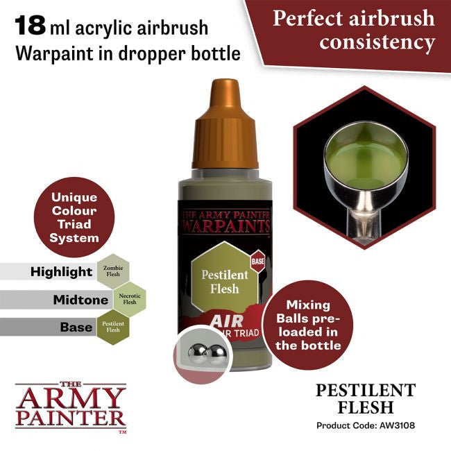 The Army Painter Warpaints Air Color Triad Pestilent Flesh Non Toxic Air Brush Paint 18ml AW3108