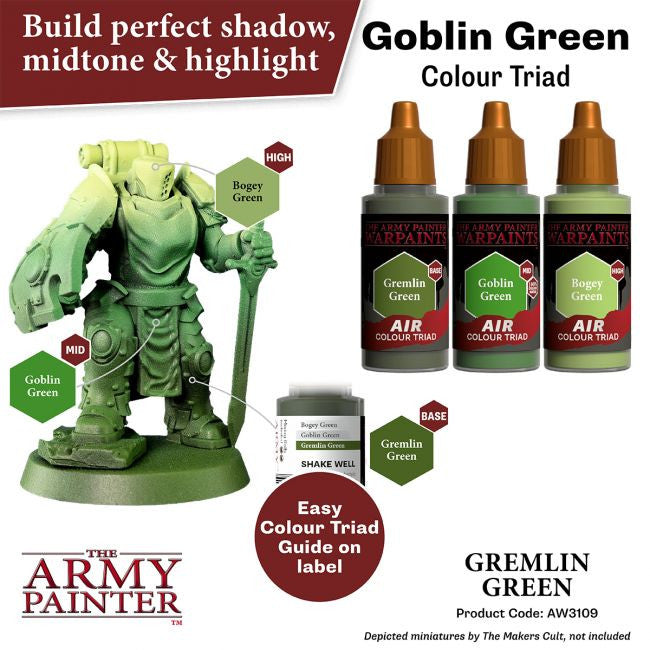 The Army Painter Warpaints Air Color Triad Gremlin Green Non Toxic Air Brush Paint 18ml AW3109