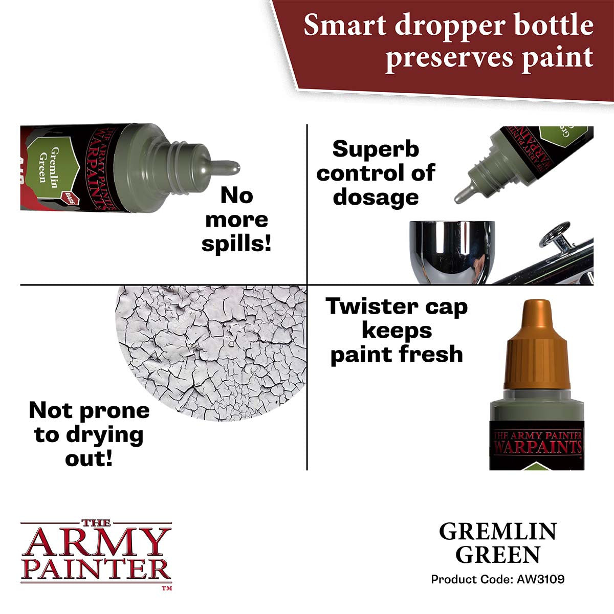The Army Painter Warpaints Air Color Triad Gremlin Green Non Toxic Air Brush Paint 18ml AW3109