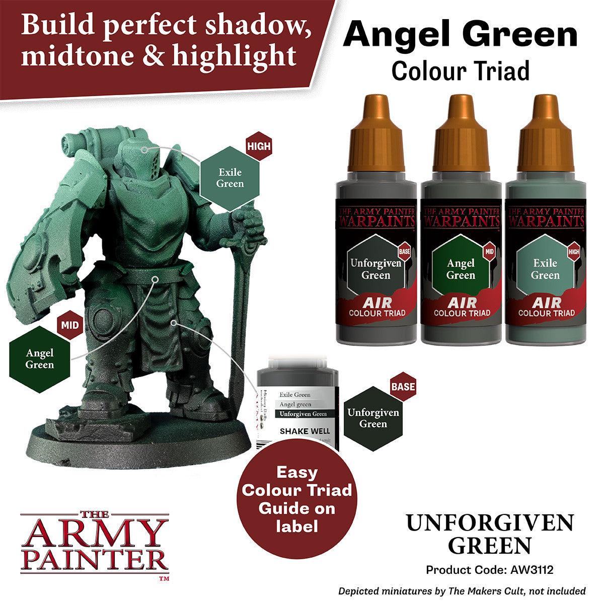 The Army Painter Warpaints Air Color Triad Unforgiven Green Non Toxic Air Brush Paint 18ml AW3112