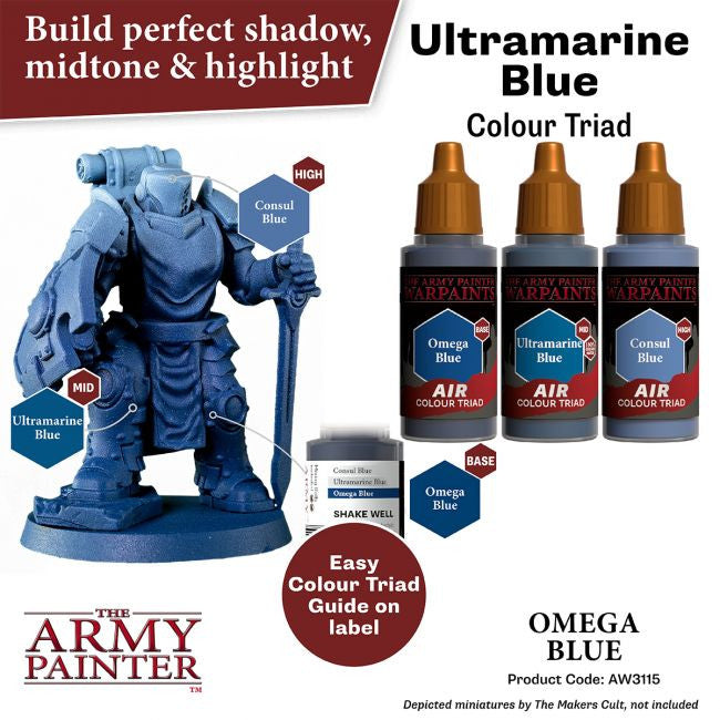 The Army Painter Warpaints Air Color Triad Omega Blue Non Toxic Air Brush Paint 18ml AW3115