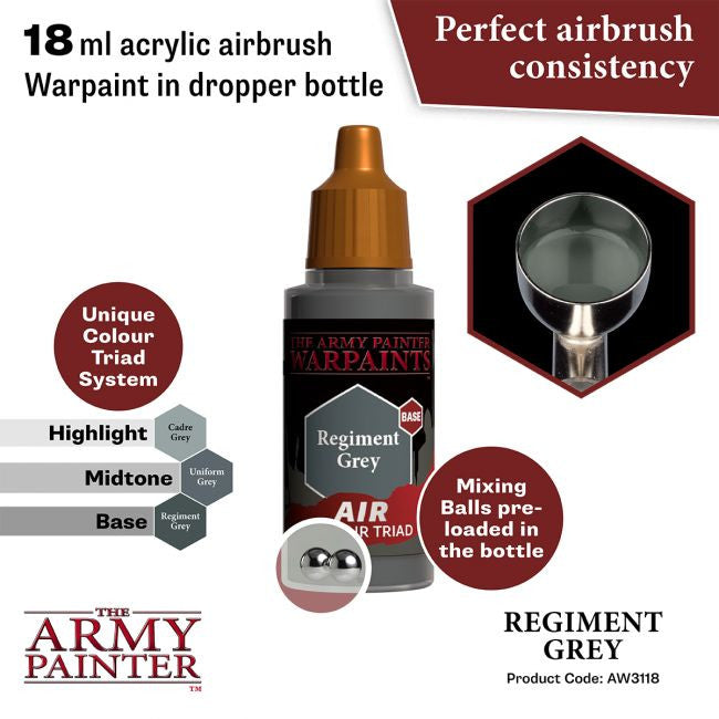 The Army Painter Warpaints Air Color Triad Regiment Grey Non Toxic Air Brush Paint 18ml AW3118